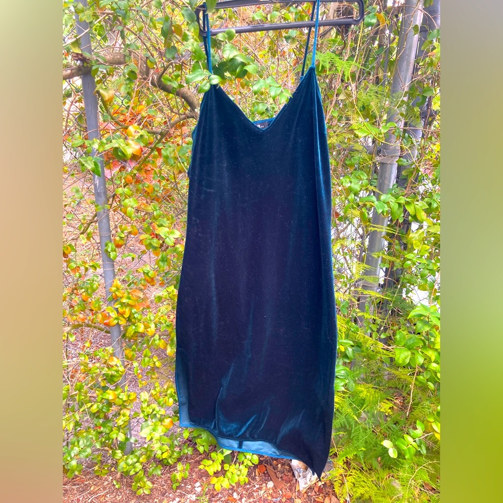 Velvet V-neck slip dress